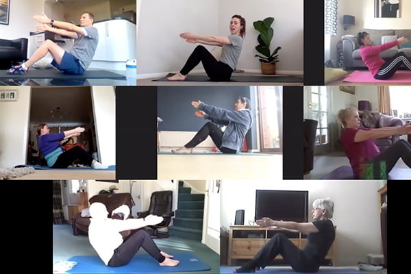 Online Pilates class on Zoom